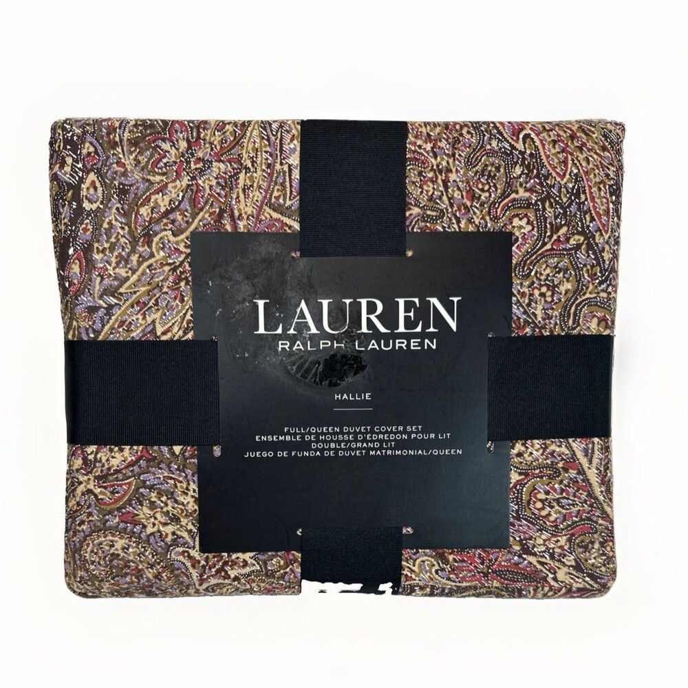 RALPH LAUREN Hallie Duvet Cover Sham Set Full/Queen Cotton Clay Tan Multi $300